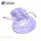 Custom luxury velvet suede leather jewelry gift packaging pouch bag with drawstring zipper