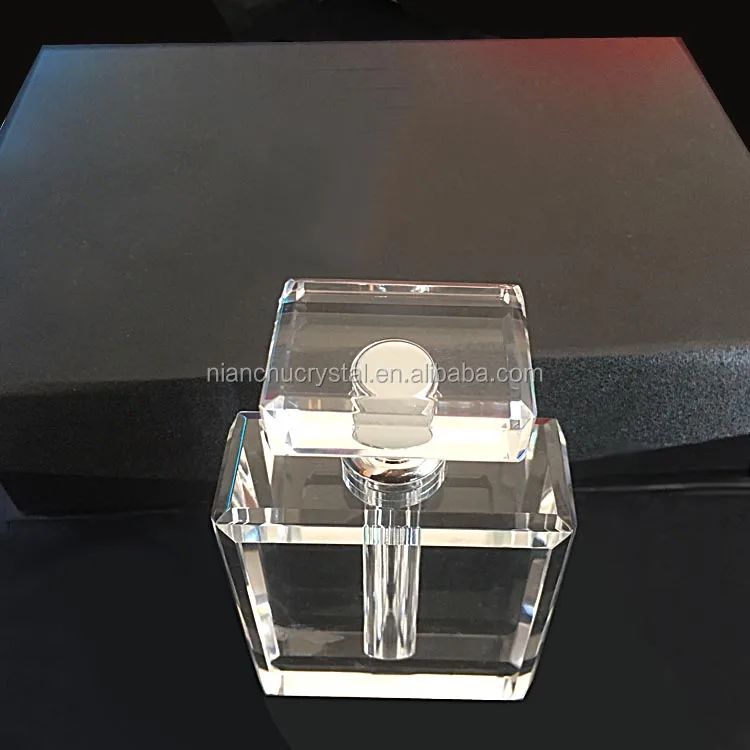 end clear 5ml 20ml double beveled square crystal perfume bottle