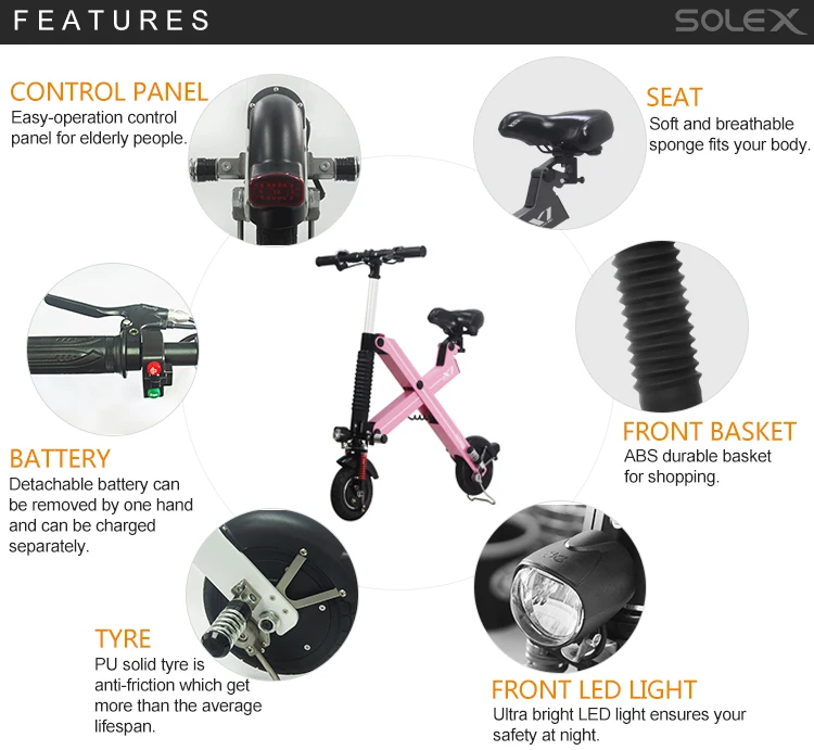China Manufacture CE Approved Adult Folding 2 Wheels Electric Scooter with Seat