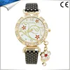 Flower Rose Gold Japan Quartz Watch Women Dress Watch Leather Wrist Ladies Watches Diamond Relogio Feminino LW040