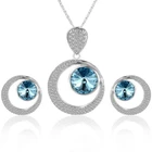 XS6112 Xuping 925 sterling silver color luxury round circle jewelry set+crystals from Swarovski women crystal jewelry set