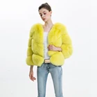 European Ladies Fashion Neon Yellow Fullfy Real Fur Coat