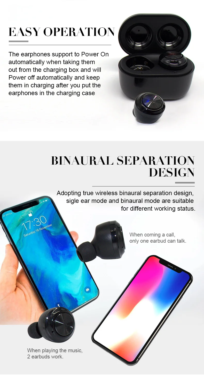 New Original A6 Mini TWS Earbuds Blue tooth 5.0 in ear Wireless Earphones Sport Headphone With Mic for Samsung Iphone oneplus - ANKUX.COM