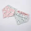 Cotton washable cartoon fox printed large triangle bandana custom baby bibs for boys in stock