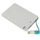 Portable credit card Ultra slim power bank with cable for promotion 2500mAh