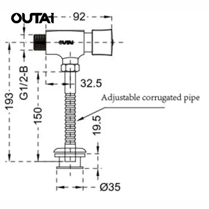 Manual push button toilet brass durable urinal flush valve