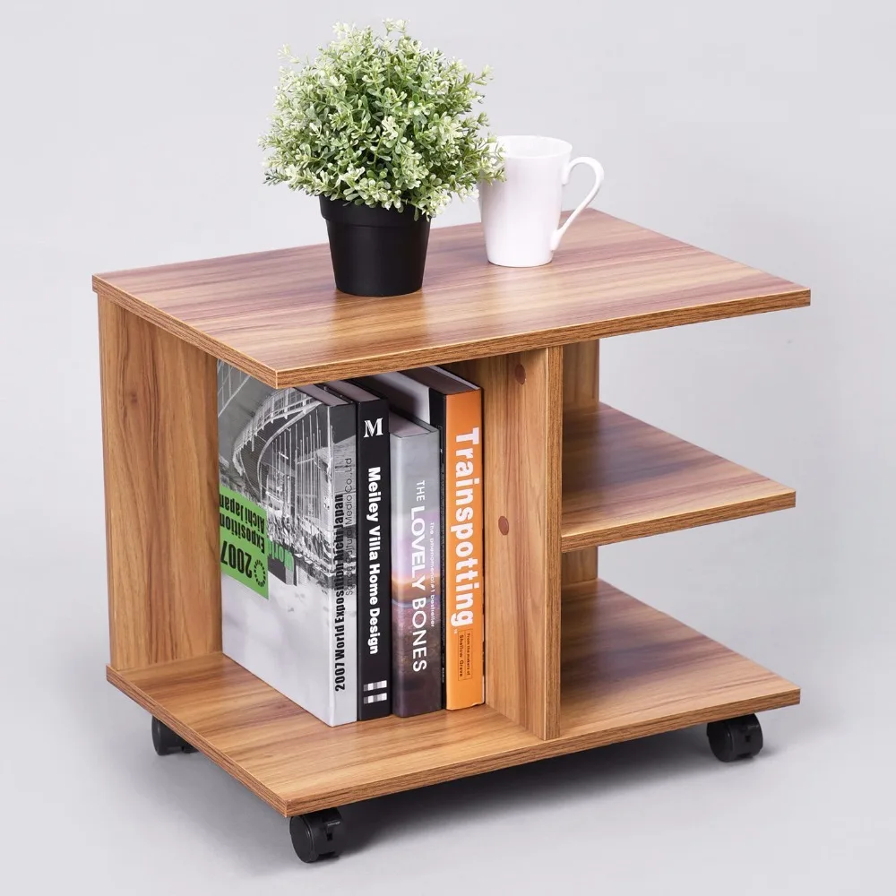 modern bedside end table, nightstand with storage shelf and lock