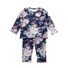 H3504/New design cotton floral pajamas kids clothing set child for girls