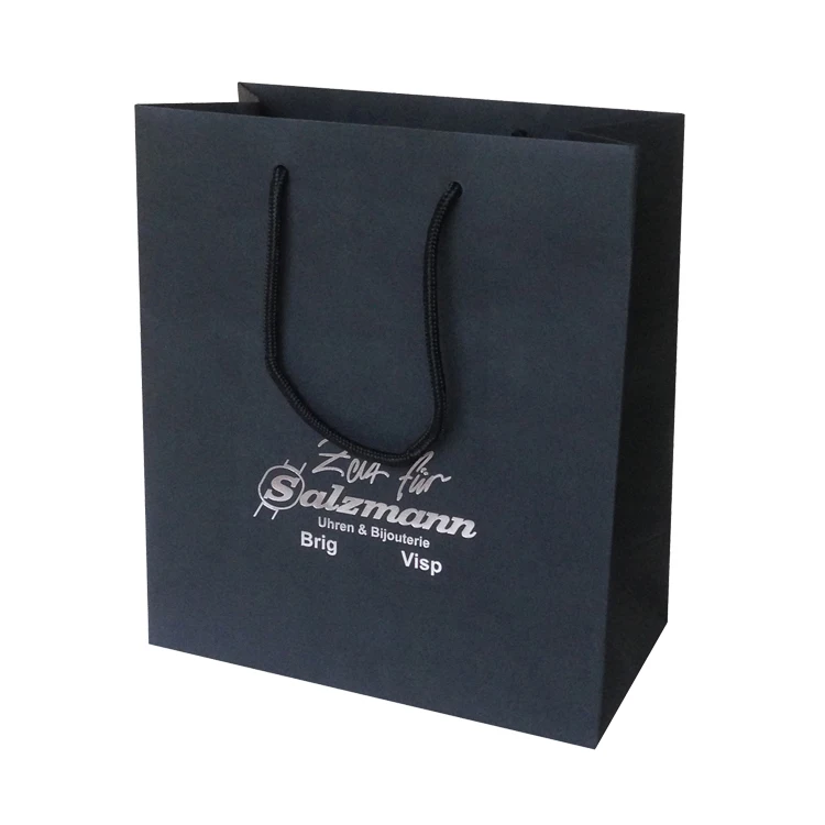 high quality recycled matte black kraft paper bag with handle