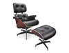 Modern Lounge Chair and Ottoman Aniline Leather Mid Century Design