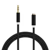 Universal Black braided Aux extension cable with 3.5mm 1/8" TRS Stereo Jack male to female stereo plug
