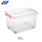 Eco-Friendly 70L plastic food clear storage box with handle