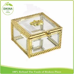 storage vintage jewelry watch ring holder cube mirror brass