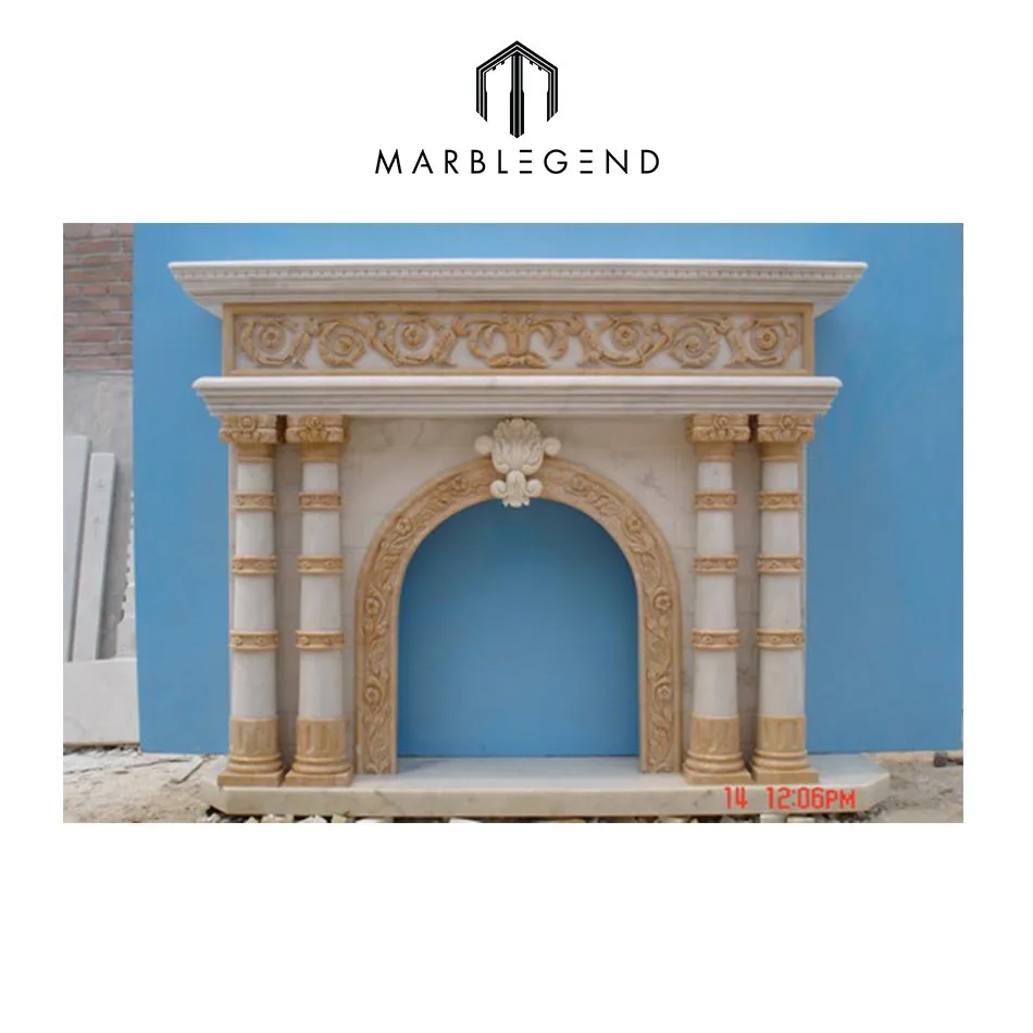 Factory Wholesale Natural Marble Fireplace Mantel With Decorative