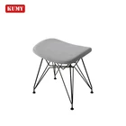 chinese cheap simple modern design beautiful fabric cover wire steel chrome metal leg stool ottoman