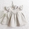 unique style ruffle sleeve pearls dress kids clothes