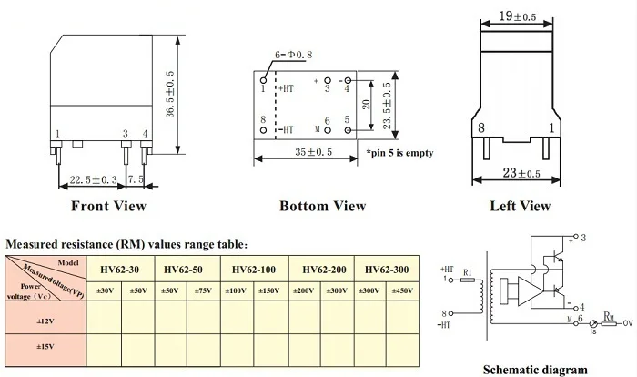 30-300V Hall effect and magnetic compensation principle voltage sensor