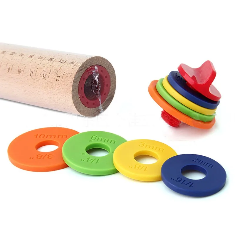 Wooden Baking Stick Rolling Pin Fondant Adjustable Rolling Pins MultifunctionThickness Embossing Patterned Cake Tools