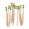 Ready to ship Wholesale New Products Rainbow Color Soft Medium Bristle Bamboo Bady kids toothbrush