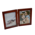 Photo Frame Photo Frame Wood Vintage Wood Brown Connecting Type 3 Pieces Pet Collapse Folding Photo Picture Frame