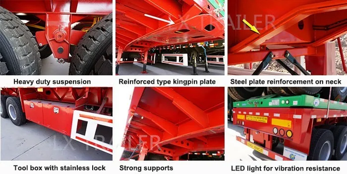 High quality 3 axle tractor truck use 40ft container flatbed semi trailers
