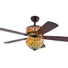 Antique 52 Inches Remote Control Decorative Fancy Tiffany Electrical Ceiling Fan With Light