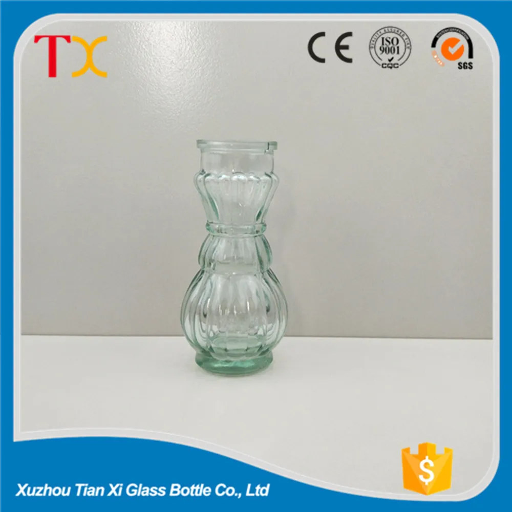 wholesale empty unique shape glass vase for home decoration transparent glass bottle