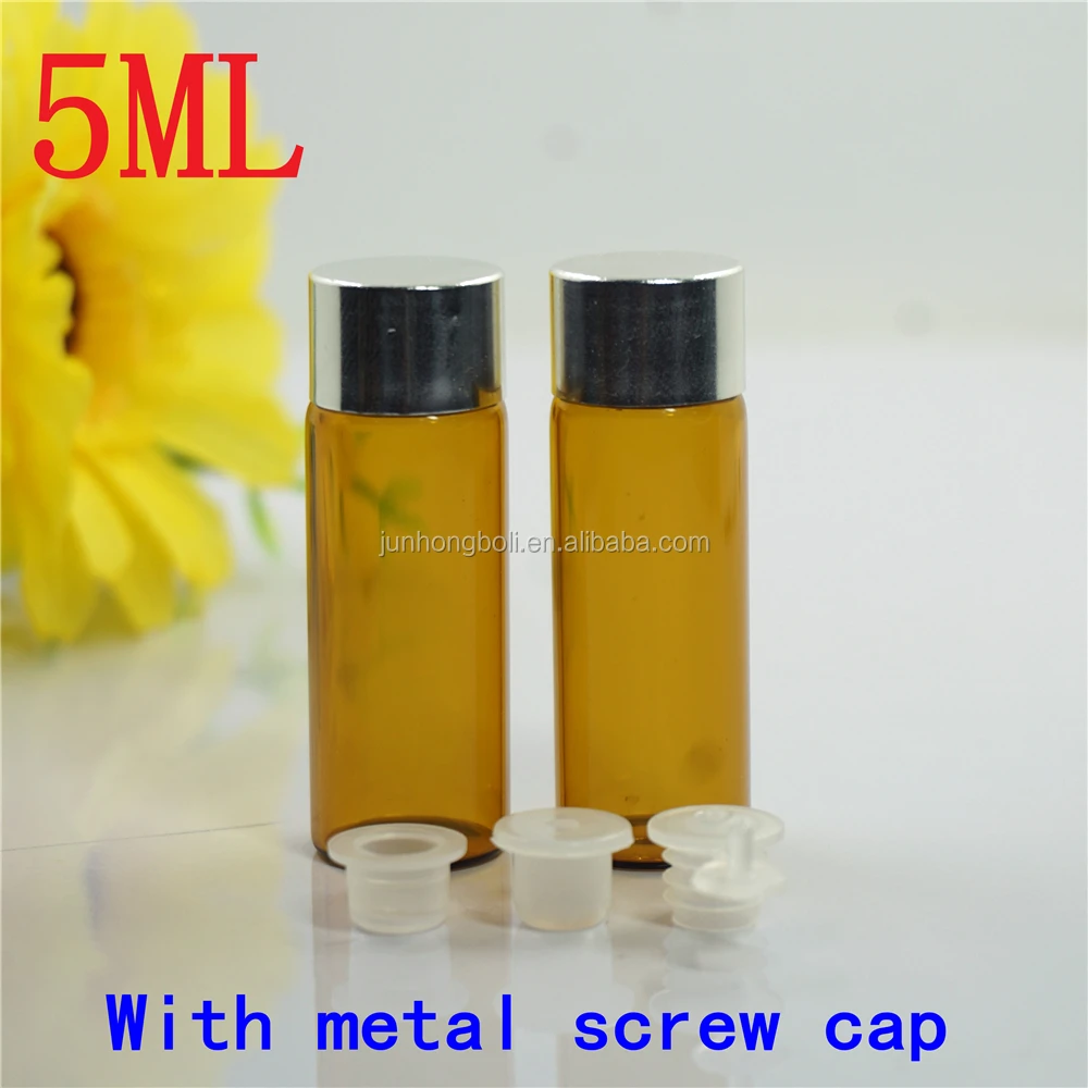5ml essential oil clear glass screw top amber glass bottle with