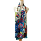 Luxury European Pure Natural Hand Painted Extra Long Chiffon Silk Scarf