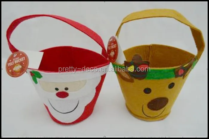 christmas figure felt gift basket,santa claus and deer style