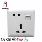 White plastic 3 pin plug 1 gang electrical outlet socket and single gang light switch