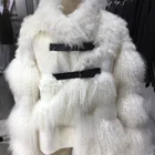 2019 New Type Women Soft Wool Collar Winter 100% Real Lamb Fur Coat for Lady