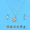 2018 Fashion women crystal heart pendant necklace ring earrings set gold plated jewelry