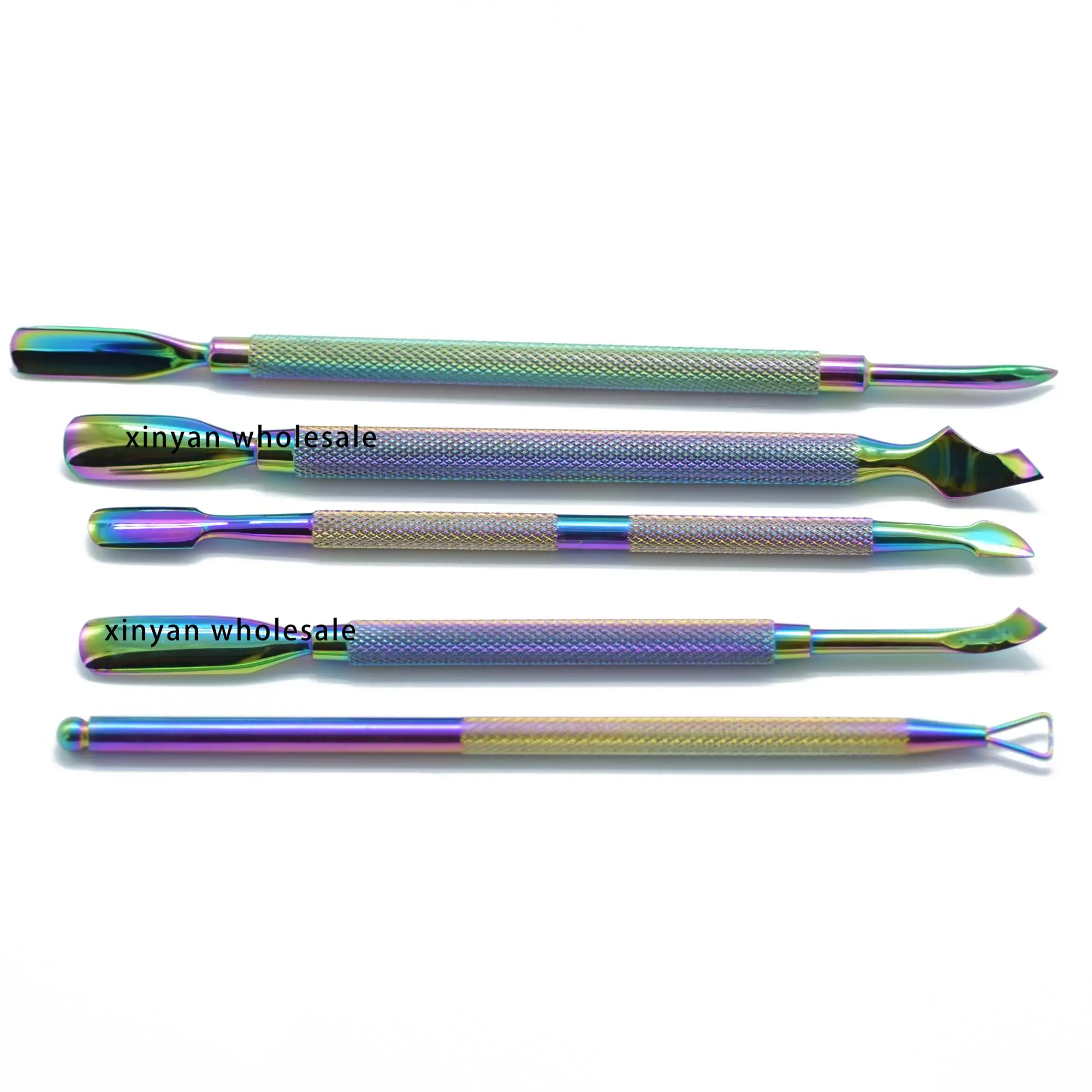 Rainbow Nail Cuticle Pusher Stainless Steel Two Sided Uv Gel Cuticle