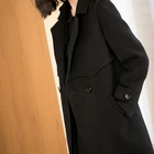 Handmade black double-faced best selling long swing jacket winter women wool coat