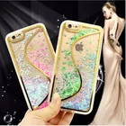 Luxury crystal s line liquid heart rock hard case for Iphone6