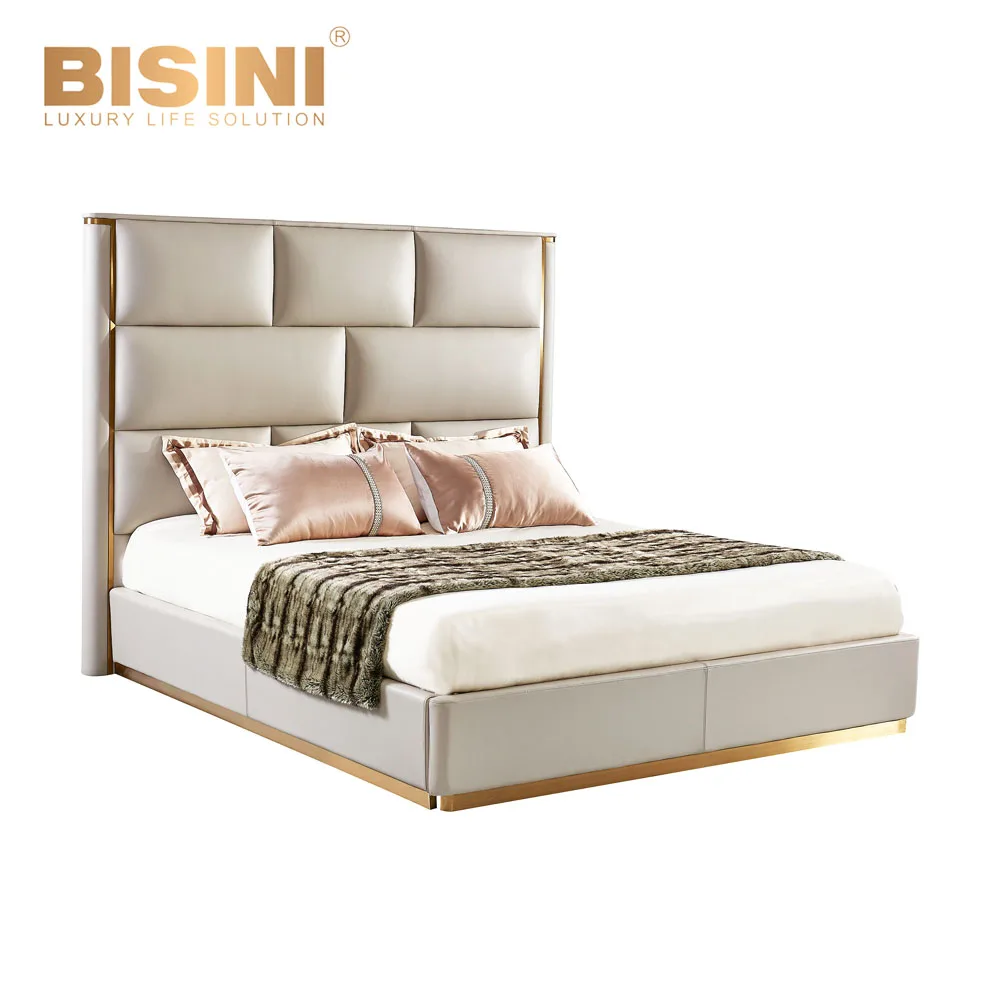 Post Modern Irregular Beige Genuine Leather King Size Bed High Quality Fashionable Italy Design Bedroom Furniture Buy Leather King Size Bed Genuine