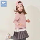 DBK8122 dave bella kids 5Y-11Y fashion dress children high quality dresses baby long sleeve clothing kids brand clothes