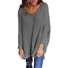 Women Oversized Knitted Loose Sweater Solid Long Sleeve V-Neck Casual Knitwear