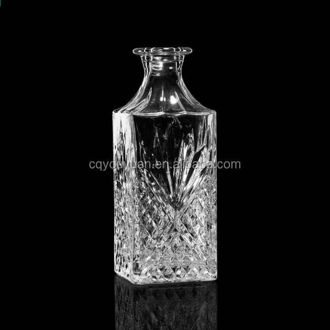 800ml extra flint whiskey glass decanter sqaure shape with lid
