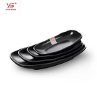 Melamine Black Rectangular Divided Oval Fast Food Plate Restaurant Tableware