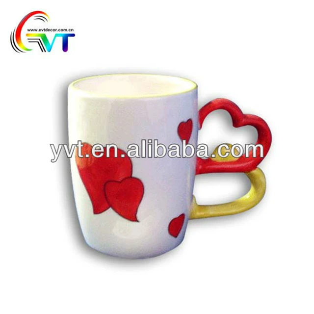 valentines day gift white custom ceramic coffee mug with heart