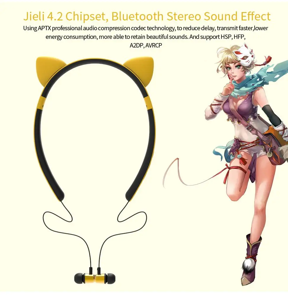 2019 new design wholesale wireless cat ear headset earphone gift earphone ZW-29 Christmas gifts for girl - ANKUX.COM
