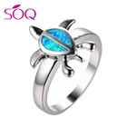 Sterling Silver Lovely tortoise Created Opal Women's Charm tortoise finger ring
