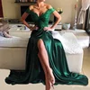 Wholesale Emerald Green High Split Prom Dresses Sexy Backless Women Long Evening Dress Turkey