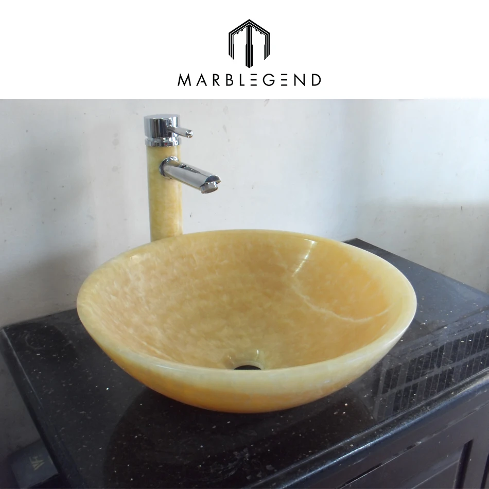 chinese yellow onyx natural stone sink