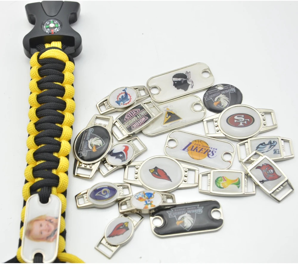 Metal Paracord Shoelace Charm With Nfl Epoxy Stickers Buy Nfl