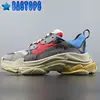 High Quality Brand Triple S Trainer Sneakers Red Blue Gray For Men and Women
