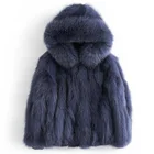 Super September hot sale Service Supremacy Knit Fox Fur Hooded Coat Outwear Denim Clothing