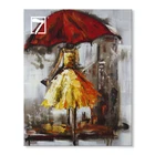 Wholesale Handmade Artwork Impressionism Umbrella Girl Stretched Oil Painting for Home Decor